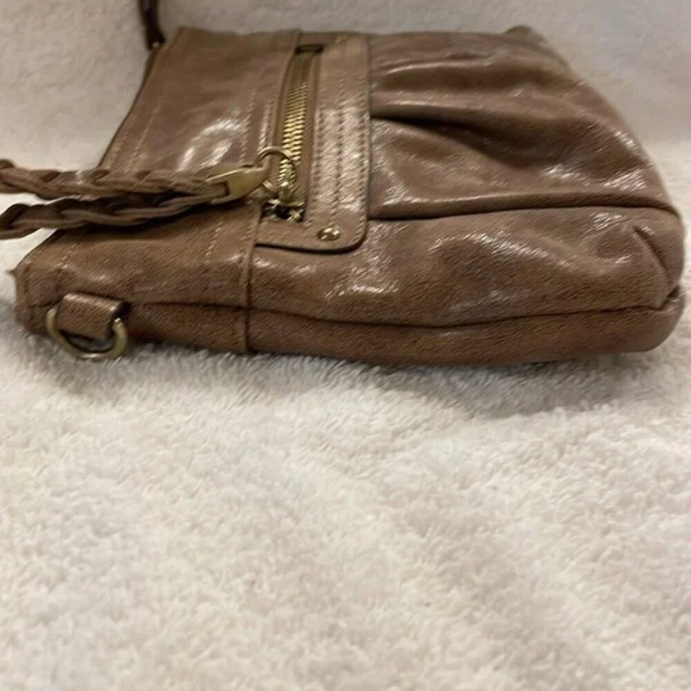 EUC B Makowsky Genuine Leather Crossbody Handbag. Taupe Color - Picture 6 of 9
